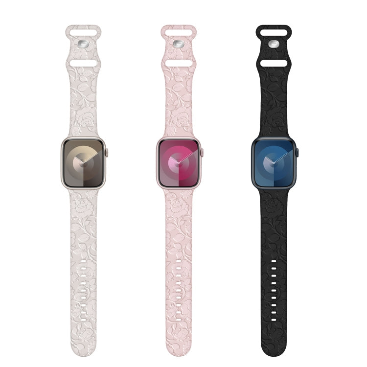 Skorter | For Apple Watch SE 2023 40mm Pink Embossed Silicone Watch Band (Starlight)