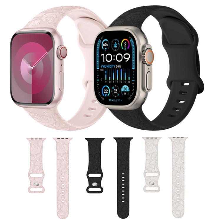 Skorter | For Apple Watch SE 2023 40mm Pink Embossed Silicone Watch Band (Starlight)
