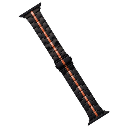Skorter | For Apple Watch SE 2023 40mm Stainless Steel Watch Band (Black Orange)
