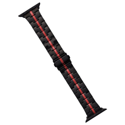 Skorter | For Apple Watch SE 2023 40mm Stainless Steel Watch Band (Black Red)