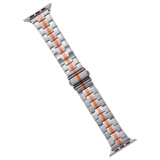 Skorter | For Apple Watch SE 2023 40mm Stainless Steel Band (Silver Orange)