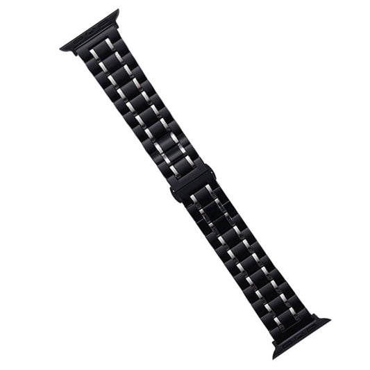 Skorter | For Apple Watch SE 2023 44mm Five-Bead Stainless Steel Band (Black Silver)
