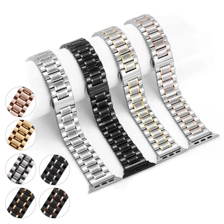 Skorter | For Apple Watch SE 2023 44mm Five-Bead Stainless Steel Bracelet (Silver Gold)