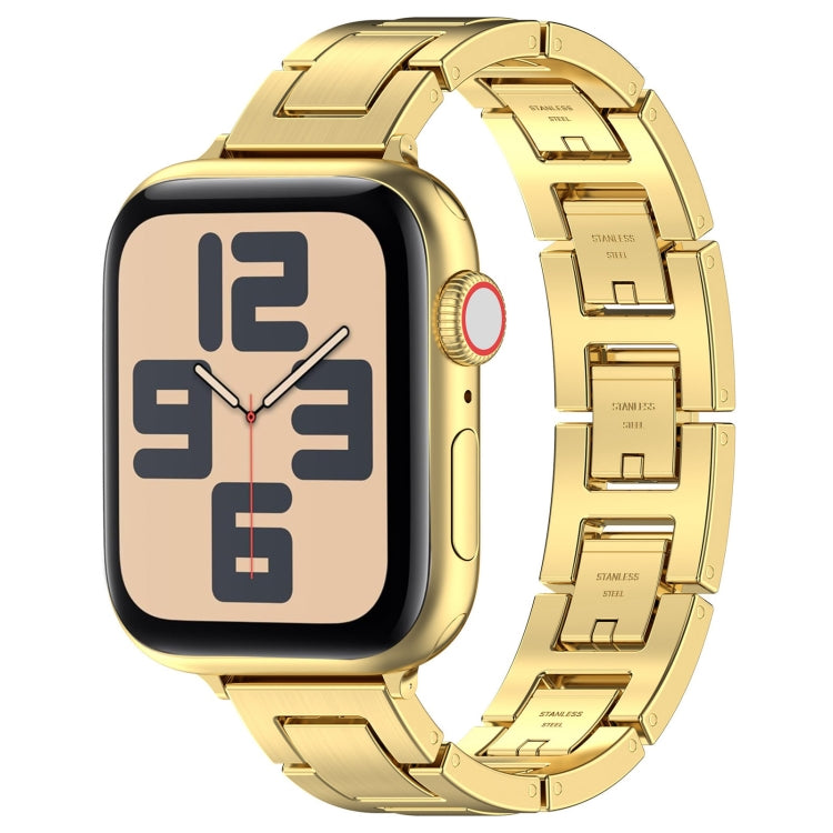 Skorter | For Apple Watch SE 2023 44mm H Slim Stainless Steel Band (Gold)