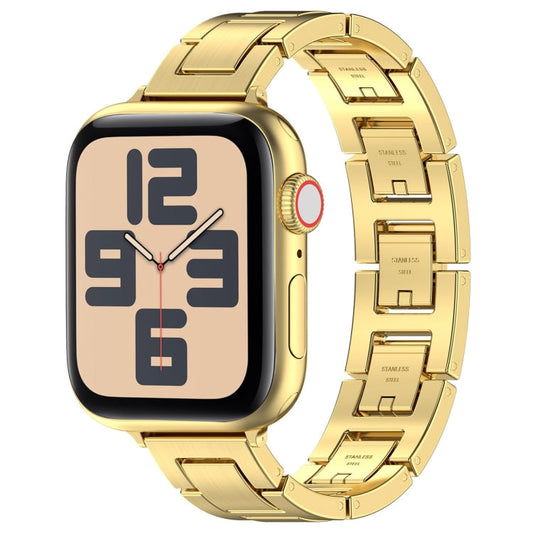 Skorter | For Apple Watch SE 2023 44mm H Slim Stainless Steel Band (Gold)