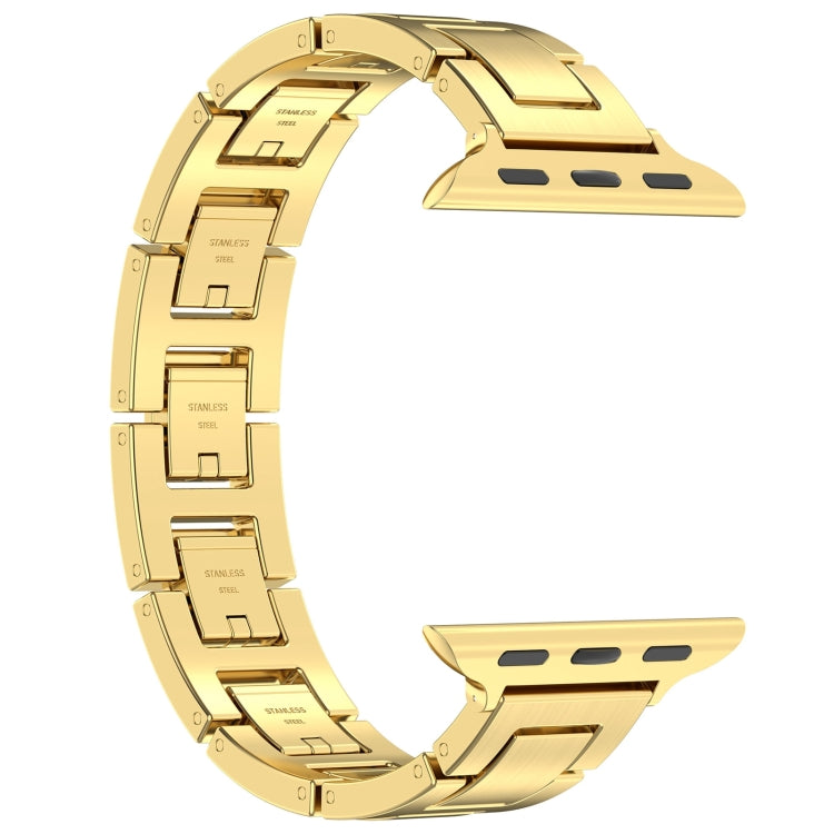 Skorter | For Apple Watch SE 2023 44mm H Slim Stainless Steel Band (Gold)