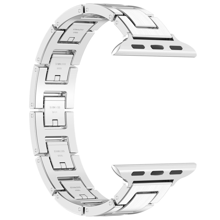Skorter | For Apple Watch SE 2023 44mm H Slim Stainless Steel Band (Silver)