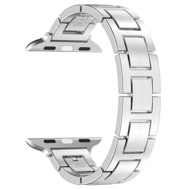 Skorter | For Apple Watch SE 2023 44mm H Slim Stainless Steel Band (Silver)
