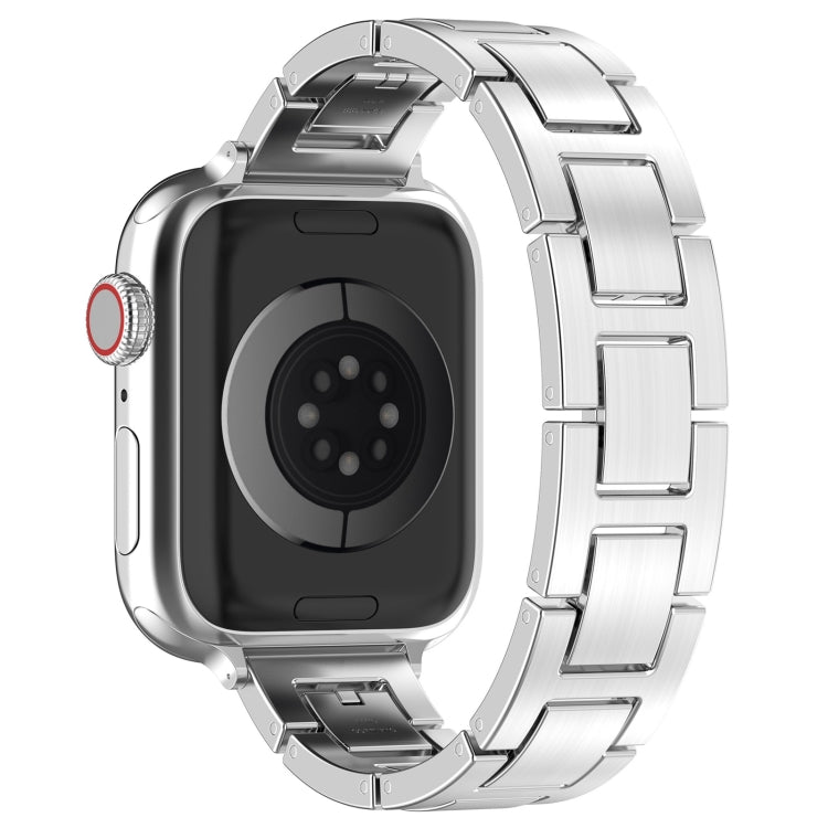 Skorter | For Apple Watch SE 2023 44mm H Slim Stainless Steel Band (Silver)