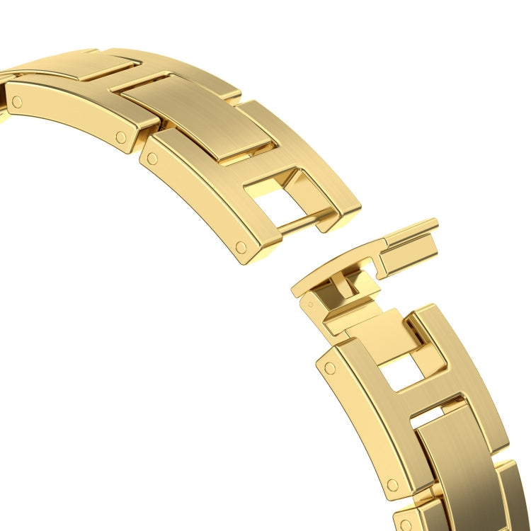Skorter | For Apple Watch SE 2023 44mm H Slim Stainless Steel Watch Band (Silver Gold)