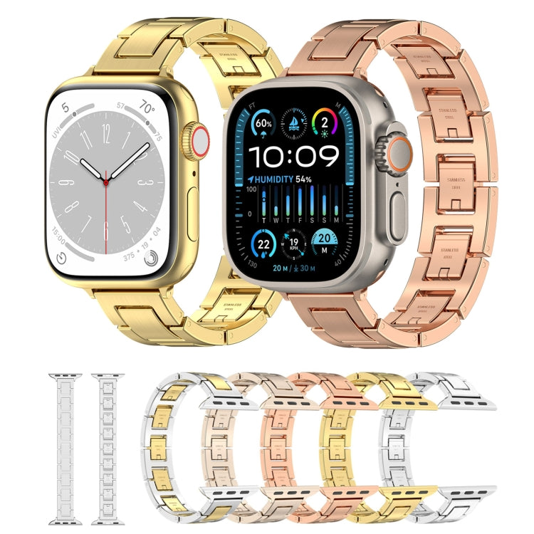 Skorter | For Apple Watch SE 2023 44mm H Slim Stainless Steel Band (Silver)