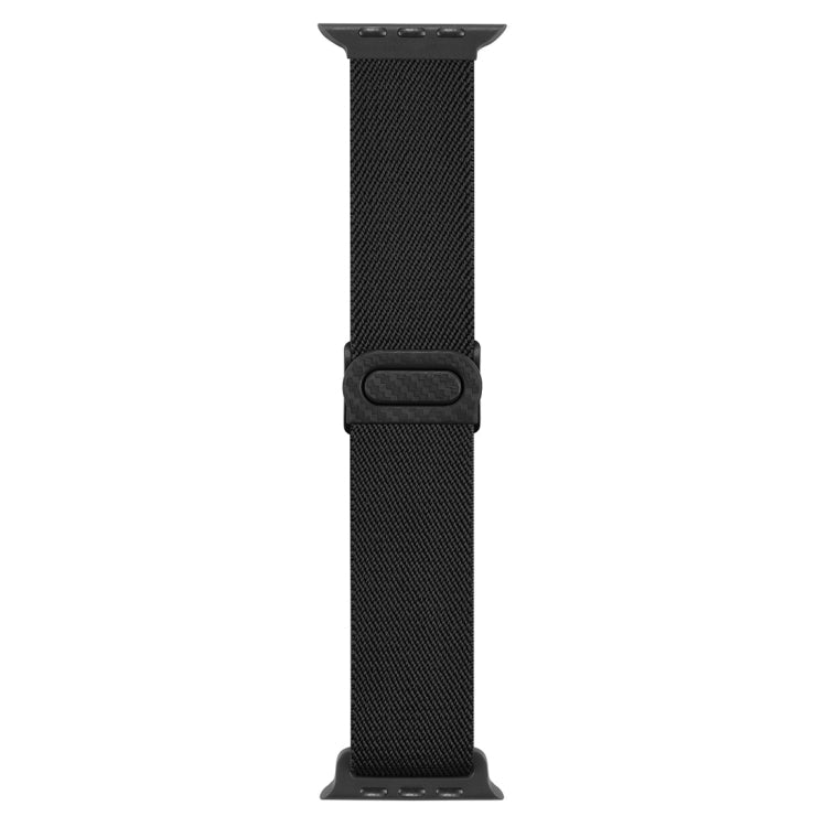 Skorter | For Apple Watch SE 2023 44mm Carbon Fiber Texture Zip Closure Nylon Watch Band (Black)