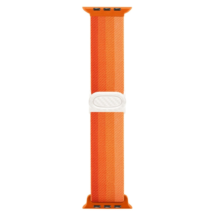 Skorter | For Apple Watch SE 2023 44mm Carbon Fiber Texture Snap-Buckle Nylon Watch Strap (Gradient Orange)