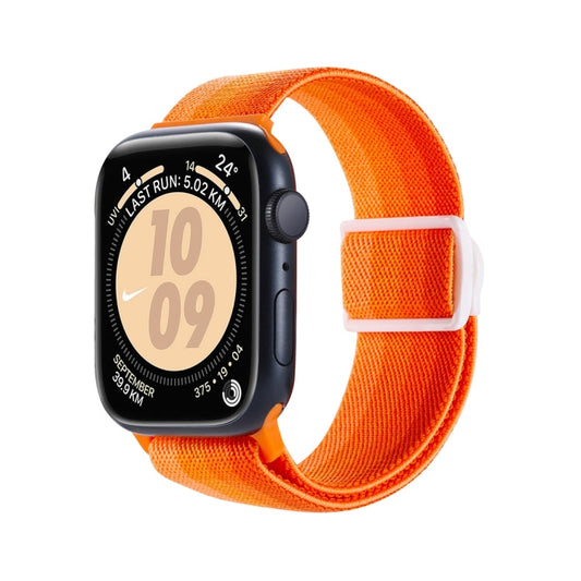 Skorter | For Apple Watch SE 2023 44mm Carbon Fiber Texture Snap-Buckle Nylon Watch Strap (Gradient Orange)