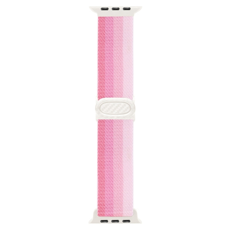 Skorter | For Apple Watch SE 2023 44mm Carbon Fiber Texture Snap Buckle Nylon Watch Band (Gradient Pink)