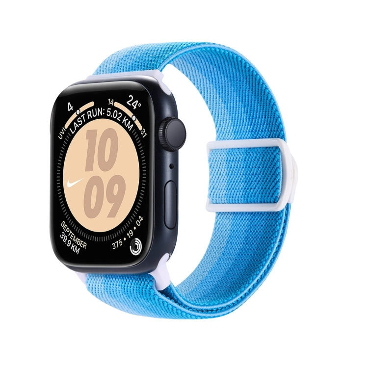 Skorter | For Apple Watch SE 2023 44mm Carbon Fiber Texture Snap Closure Nylon Watch Band (Gradient Blue)