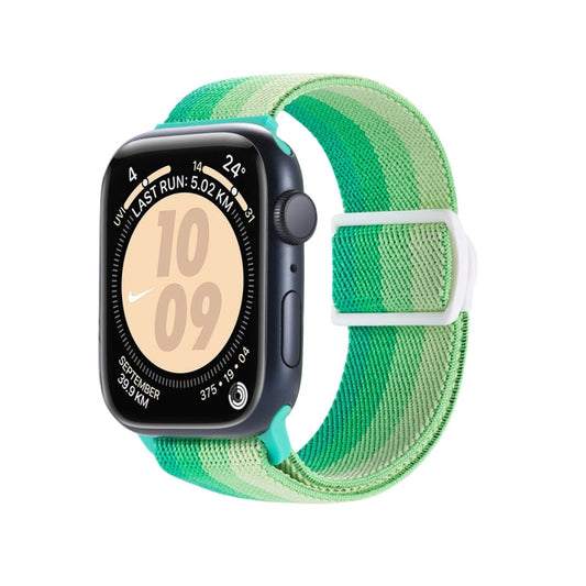 Skorter | For Apple Watch SE 2023 44mm Carbon Fiber Texture Snap-Buckle Nylon Watch Strap (Gradient Green)