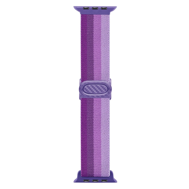 Skorter | For Apple Watch SE 2023 44mm Carbon Fiber Texture Snap Buckle Nylon Watch Band (Gradient Purple)