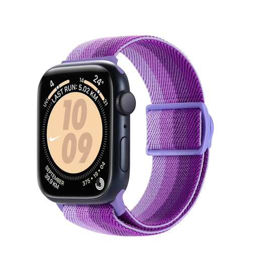 Skorter | For Apple Watch SE 2023 44mm Carbon Fiber Texture Snap Buckle Nylon Watch Band (Gradient Purple)