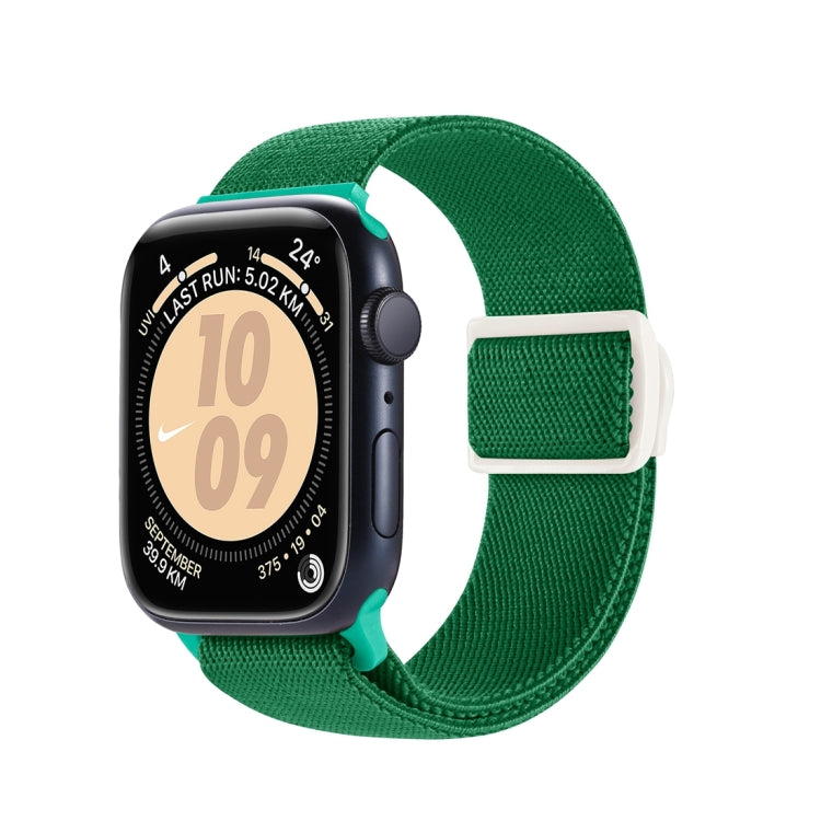 Skorter | For Apple Watch SE 2023 44 mm Carbon fiber texture snap buckle nylon watch band (Green)