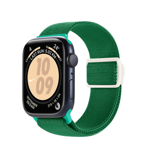 Skorter | For Apple Watch SE 2023 44 mm Carbon fiber texture snap buckle nylon watch band (Green)