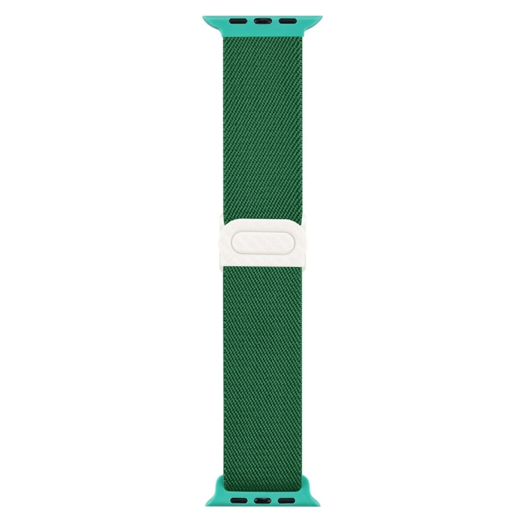 Skorter | For Apple Watch SE 2023 44 mm Carbon fiber texture snap buckle nylon watch band (Green)