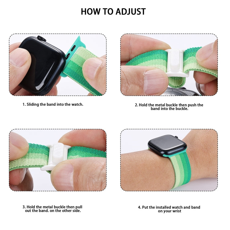 Skorter | For Apple Watch SE 2023 44mm Carbon Fiber Texture Snap-Buckle Nylon Watch Strap (Gradient Orange)