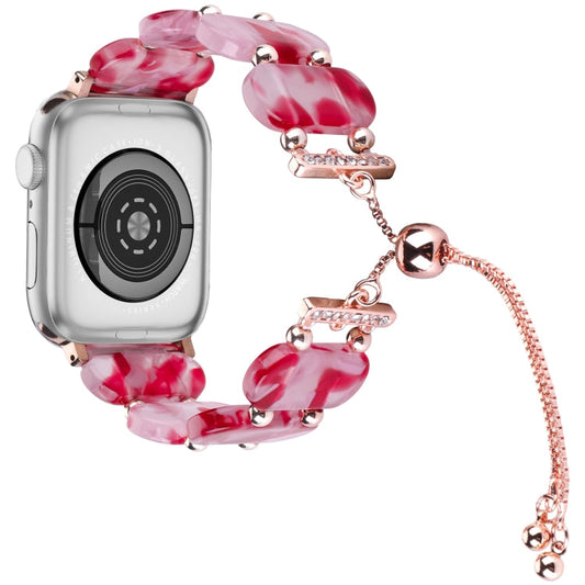 Skorter | For Apple Watch SE 2023 40mm Resin Expandable Chain Watch Band (Pink Red)