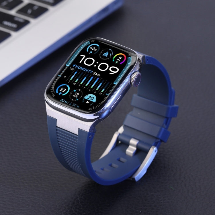 Skorter | For Apple Watch SE 2022 44mm Loners Liquid Silicone Watch Strap (Titanium Starlight)