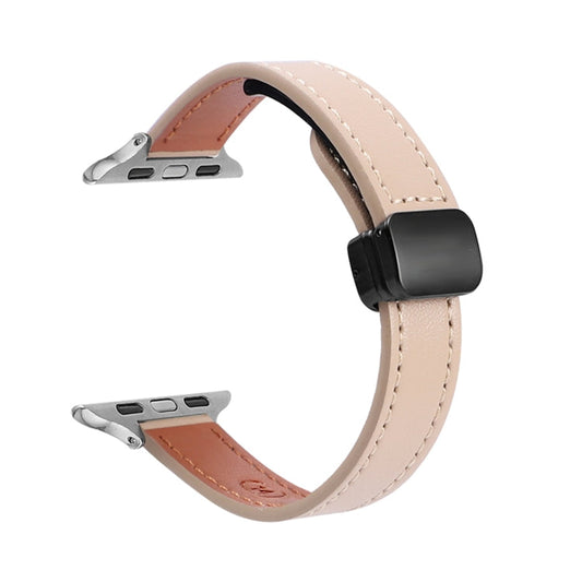 Skorter | For Apple Watch SE 2023 40mm Slim Magnetic Closure Genuine Leather Watch Band (Solid Apricot)