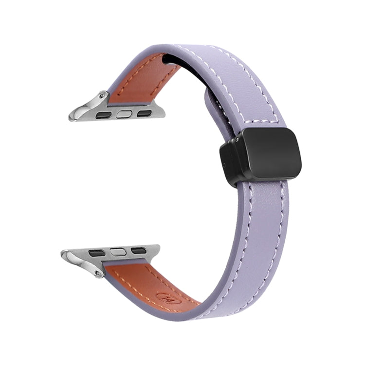 Skorter | For Apple Watch 42mm Slim Magnetic Closure Genuine Leather Watch Strap (Solid Purple)