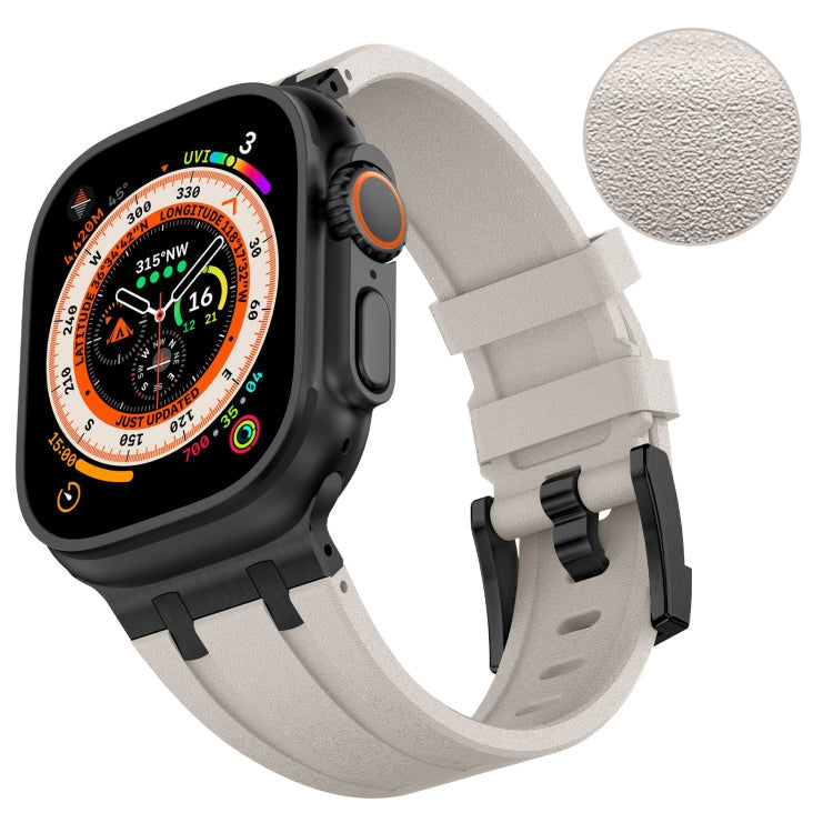 Skorter | For Apple Watch SE 2022 44 mm Stone Grain Liquid Silicone Band (Black Starlight)