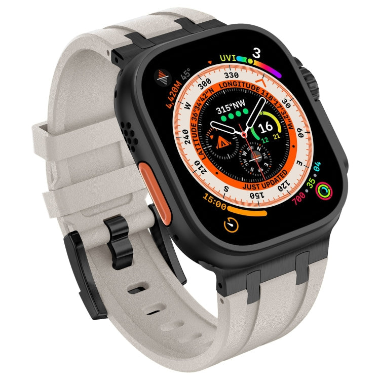Skorter | For Apple Watch SE 2022 44 mm Stone Grain Liquid Silicone Band (Black Starlight)