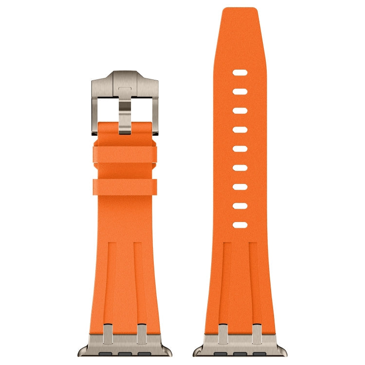 Skorter | For Apple Watch 42mm Stone Pattern Liquid Silicone Watch Band (Titanium Orange)