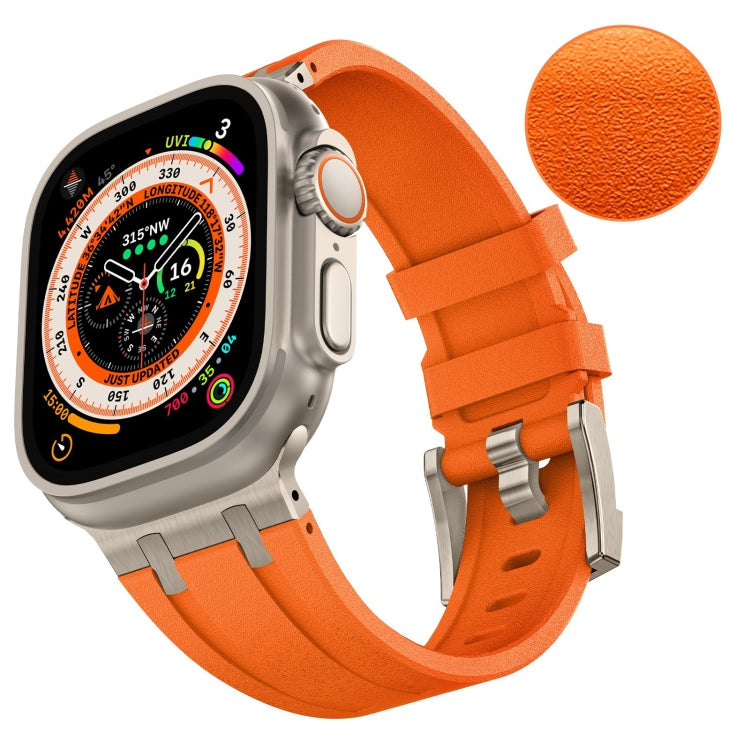 Skorter | For Apple Watch 42mm Stone Pattern Liquid Silicone Watch Band (Titanium Orange)