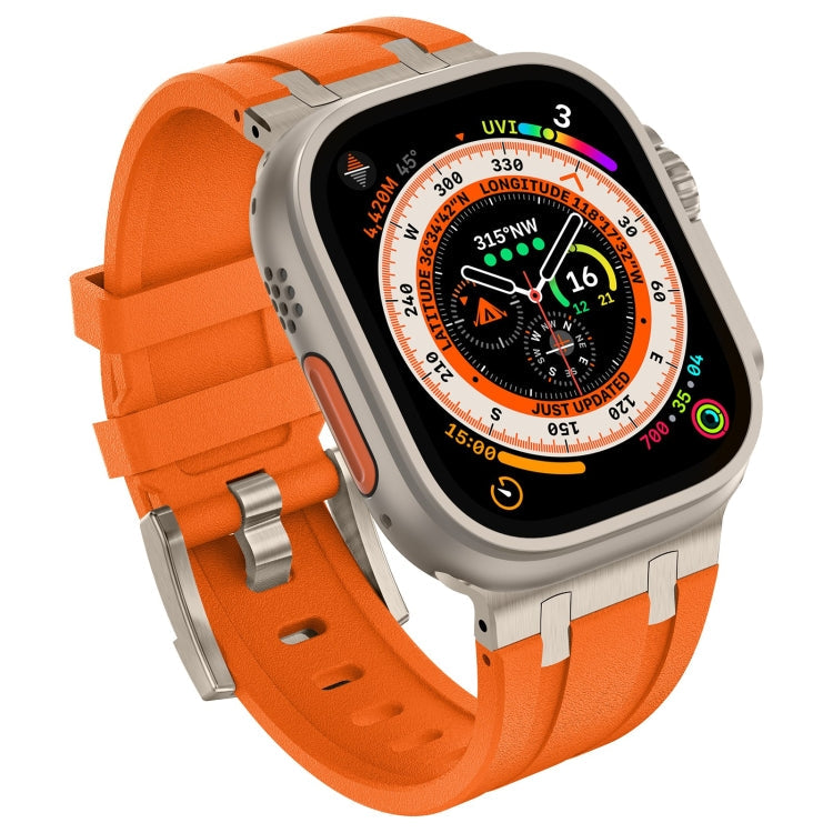 Skorter | For Apple Watch 42mm Stone Pattern Liquid Silicone Watch Band (Titanium Orange)