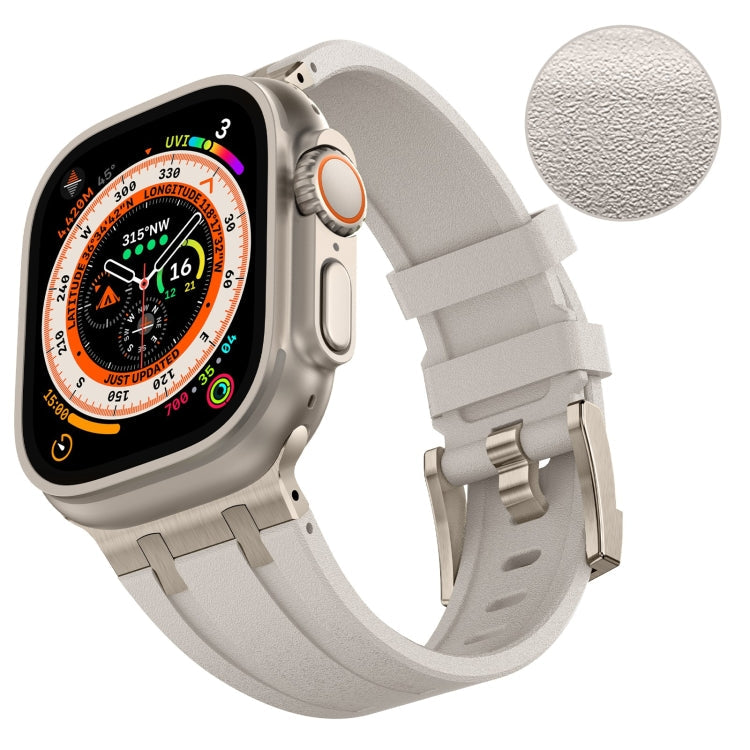 Skorter | For Apple Watch 42mm Stone Structure Liquid Silicone Strap (Titanium Starlight)
