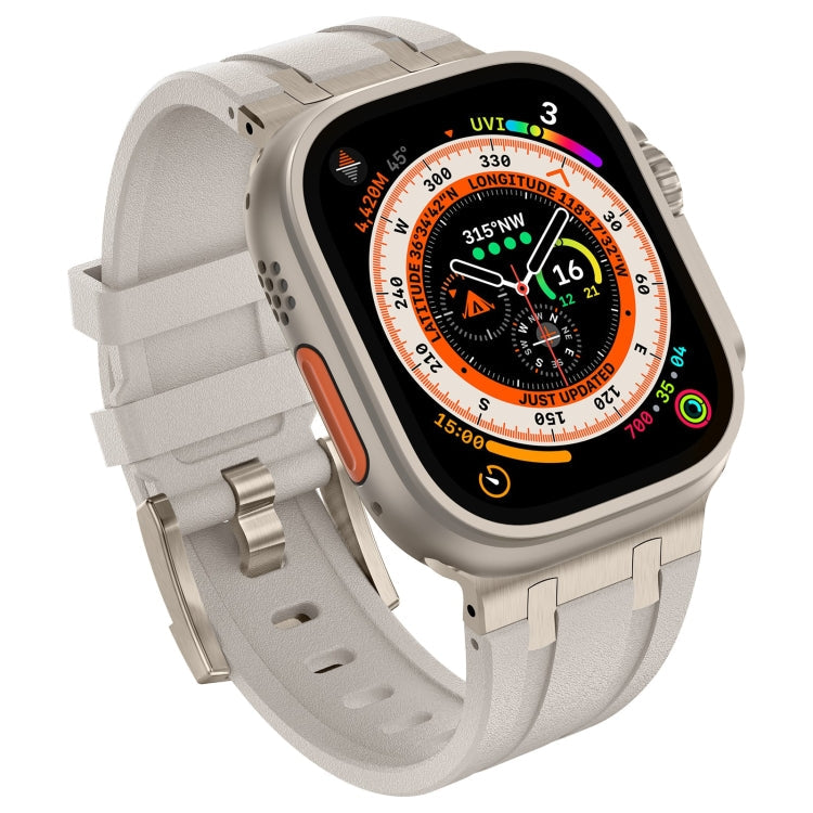 Skorter | For Apple Watch 42mm Stone Structure Liquid Silicone Strap (Titanium Starlight)