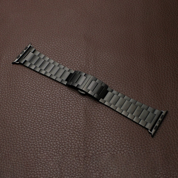 Skorter | For Apple Watch SE 2023 44 mm Three-Pearl Butterfly Buckle Metal Watch Band (Black)
