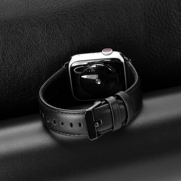 Skorter | For Apple Watch SE 2023 44mm DUX DUCIS Business Genuine Leather Watch Band (Black)