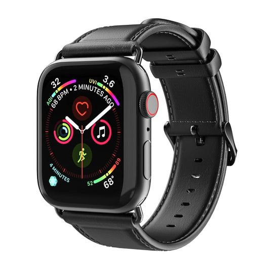 Skorter | For Apple Watch SE 2023 44mm DUX DUCIS Business Genuine Leather Watch Band (Black)