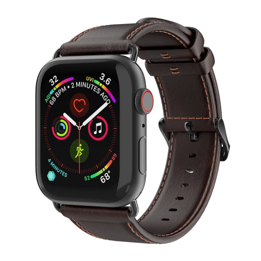 Skorter | For Apple Watch SE 2023 44mm DUX DUCIS Business Genuine Leather Watch Strap (Coffee)