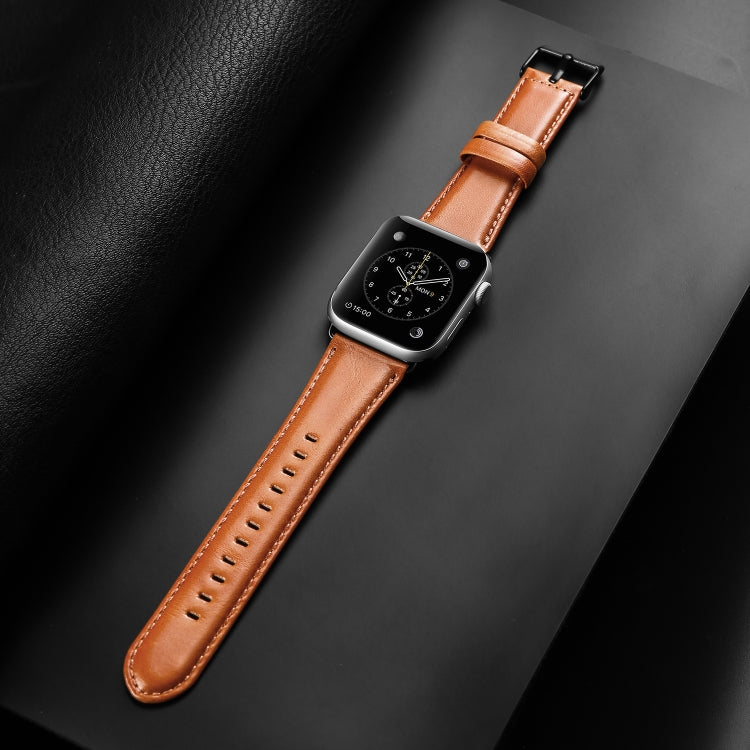 Skorter | For Apple Watch SE 2023 44mm DUX DUCIS Business Genuine Leather Watch Band (Khaki)