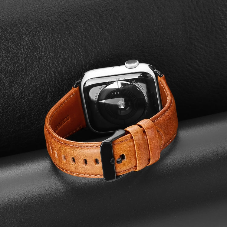 Skorter | For Apple Watch SE 2023 44mm DUX DUCIS Business Genuine Leather Watch Band (Khaki)