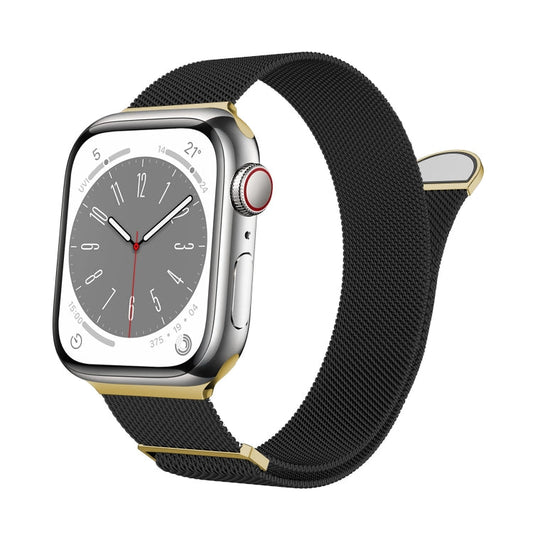 Skorter | For Apple Watch SE 2023 40mm Two-Color Milanese Loop Magnetic Watch Band (Black Gold)
