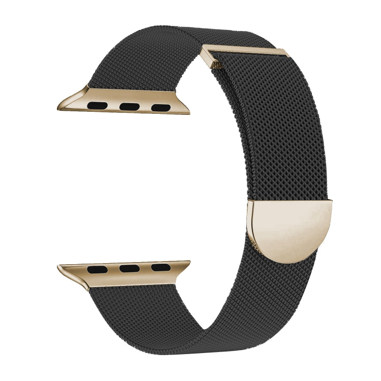 Skorter | For Apple Watch SE 2022 40mm Two Colored Milanese Loop Magnetic Watch Band (Black Gold)