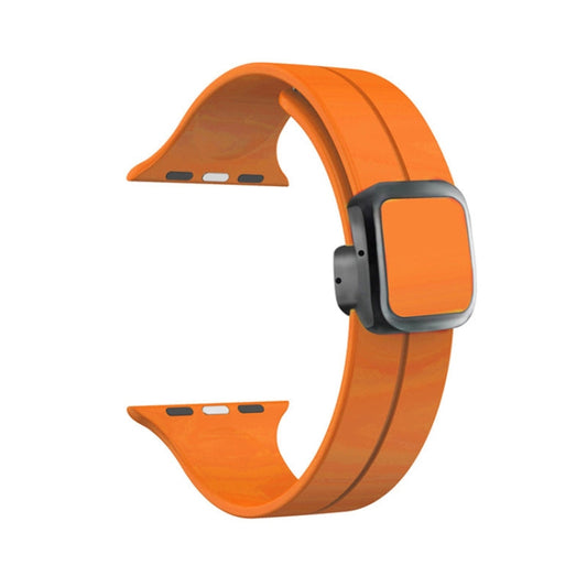 Skorter | For Apple Watch SE 2023 44 mm Magnetic Square Buckle Silicone Watch Band (Orange)