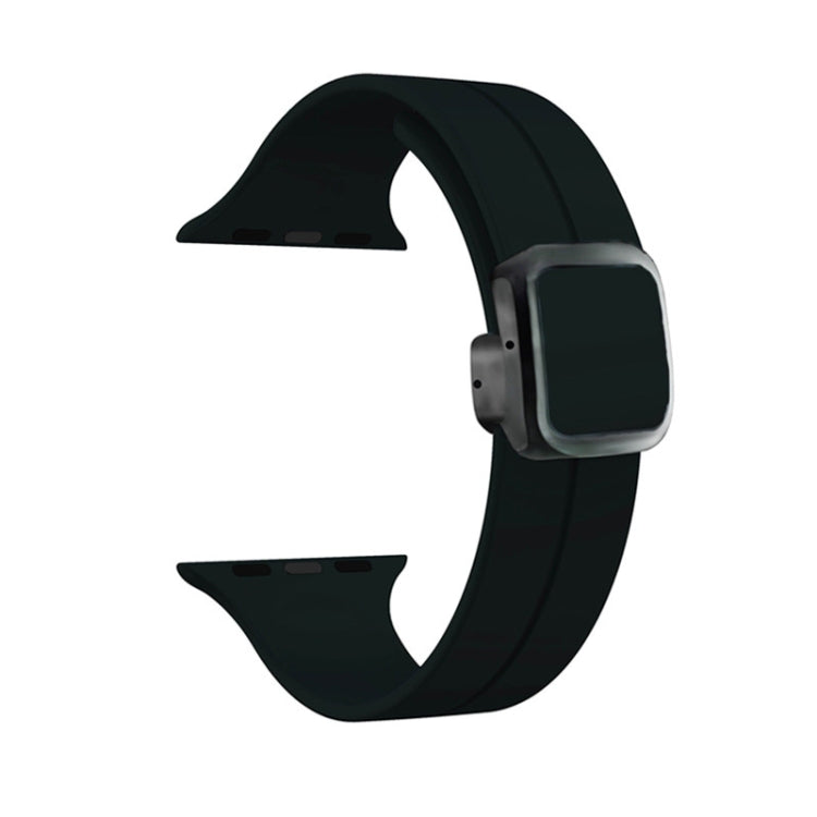 Skorter | For Apple Watch SE 2023 40mm Magnetic Square Buckle Silicone Watch Band (Black)