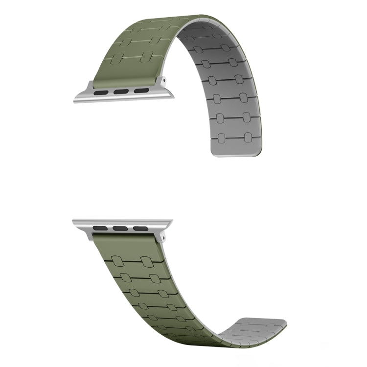 Skorter | For Apple Watch SE 2023 40mm Two Color Loop Magnetic Silicone Watch Band (Green+Gray)