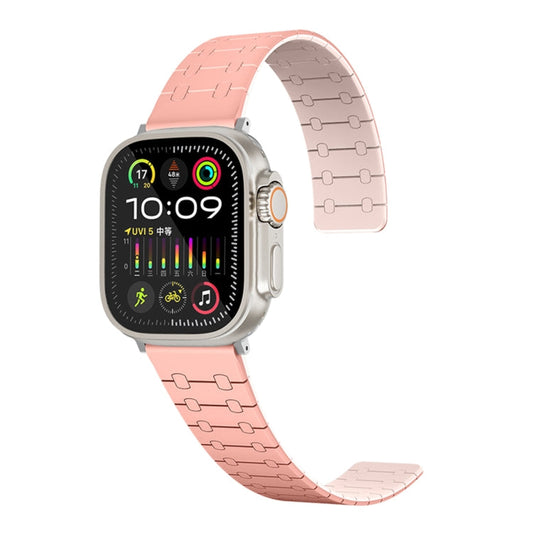 Skorter | For Apple Watch SE 2023 40mm Two-Color Loop Magnetic Silicone Watch Strap (Peach + Light Pink)